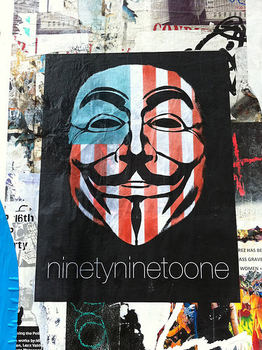 ninetyninetoone. Occupy San Francisco. San Francisco. Photo by Andy Brooks, taken with an iPhone 4. Poster by Eddie Colla.