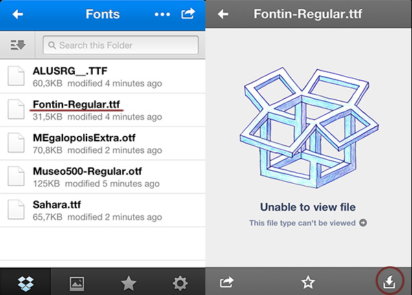Installing fonts from Dropbox