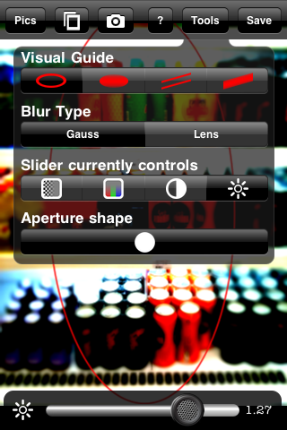 TiltShift iPhone - Interface